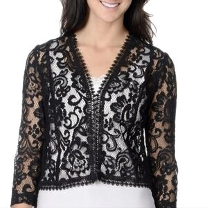 🩵💥 TAHARI Arthur Levine Black Lace Women’s Top
